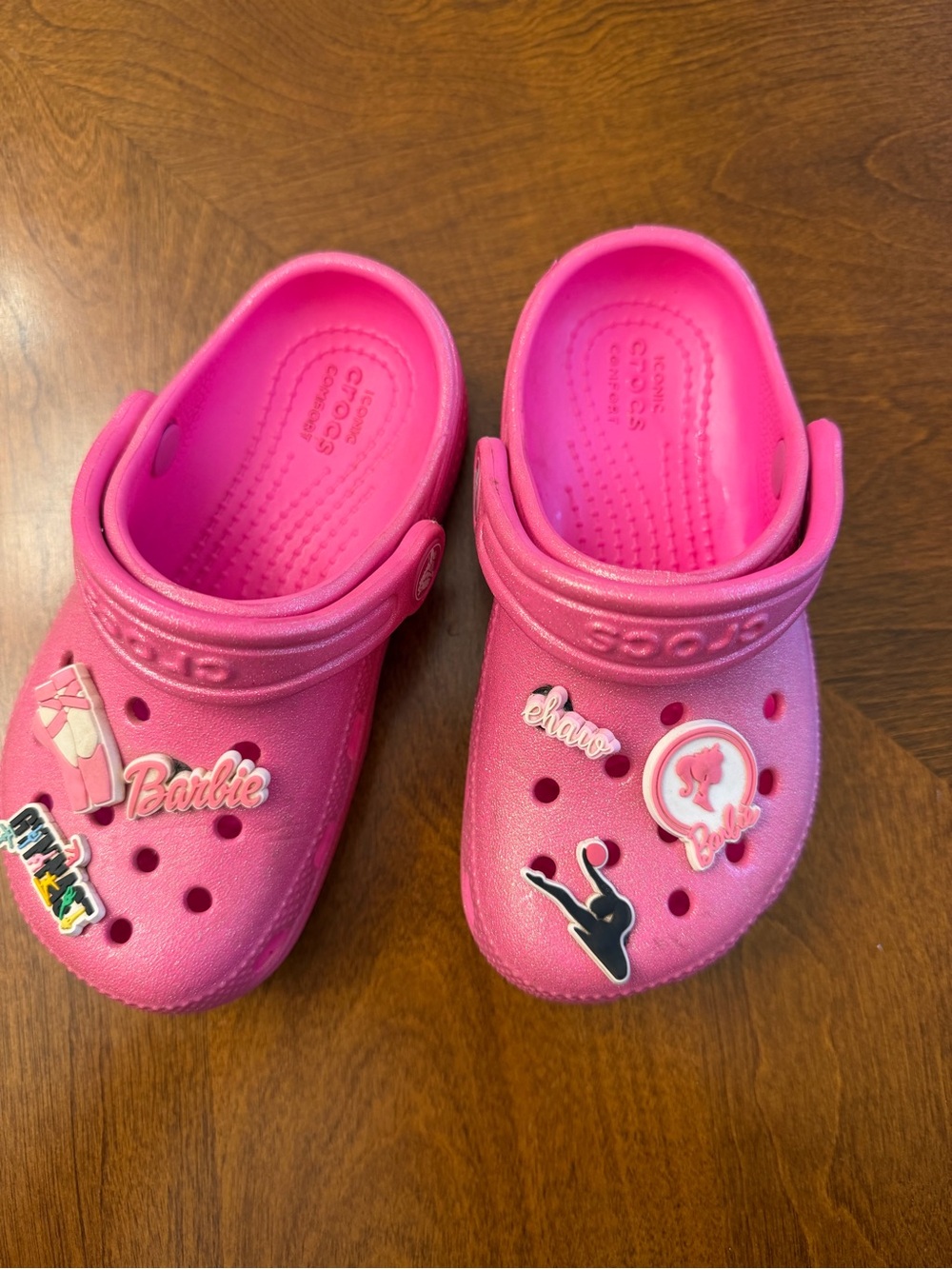 CROCS Kids' Pink Clog Sandals with Decorative Charms - Picture 3 of 6
